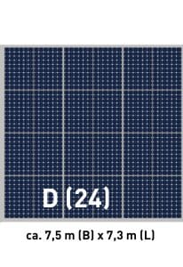 Binne Solar Photovoltaik System Paket D ca. Breite 7,5 m und Länge 7,3 m